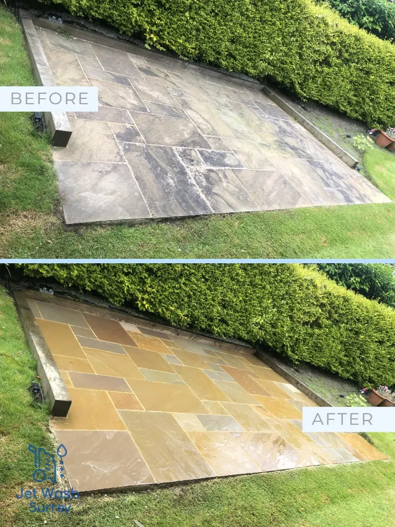 Patio Cleaning Before and After Professional patio cleaning service in Epsom, Surrey.