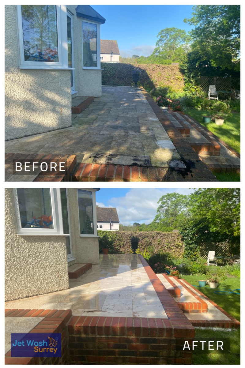 Before & after photos of Jet Washing in Surrey & South London