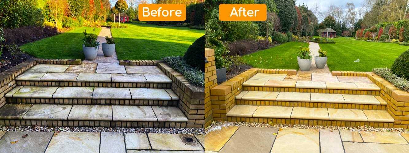 Stone step jetwashing in Surrey and London