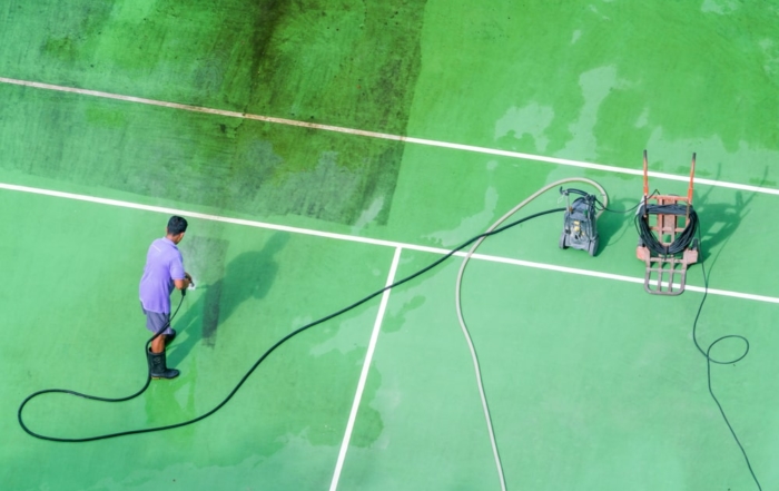 Tennis court jet washing